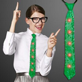 Blank 16" Green Sequin Necktie w/ Red LED's